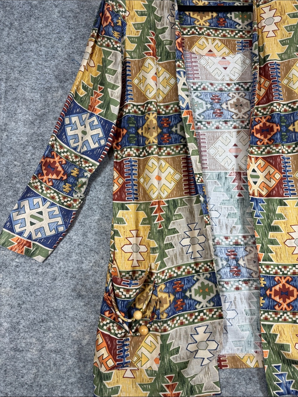 Algo Southwestern Open Cardigan Multicolor Boho Festival Aztec Jacket Country - Picture 4 of 14